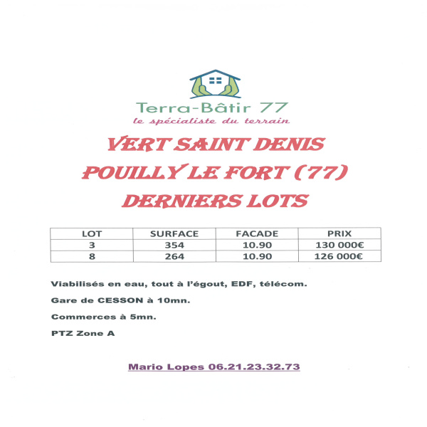 Offres de vente Terrain Vert-Saint-Denis 77240